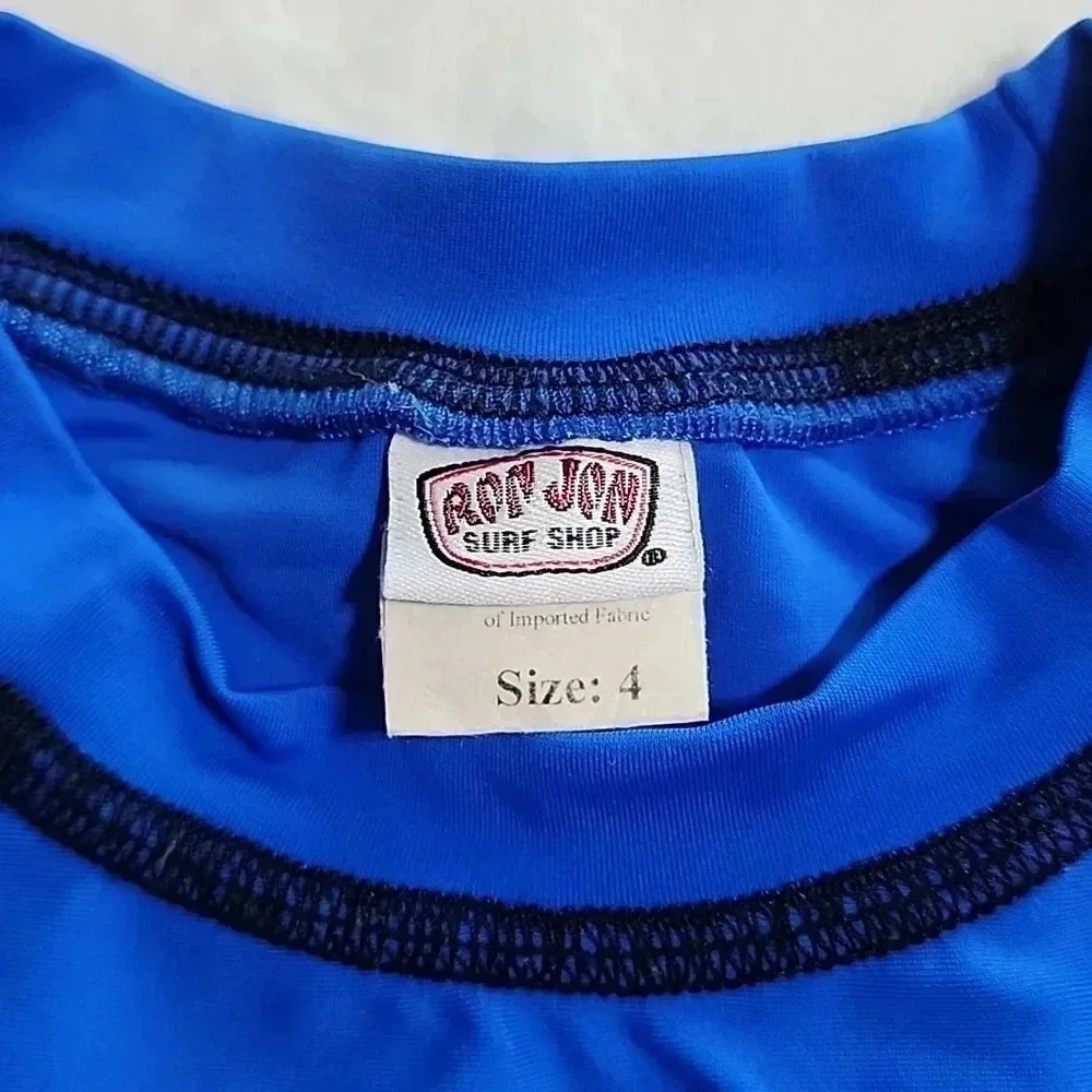 Kids Ron Jon Surf Shop Long Sleeve Rash Guard, Blue/Black, Size 4,‎ Pre-Owned